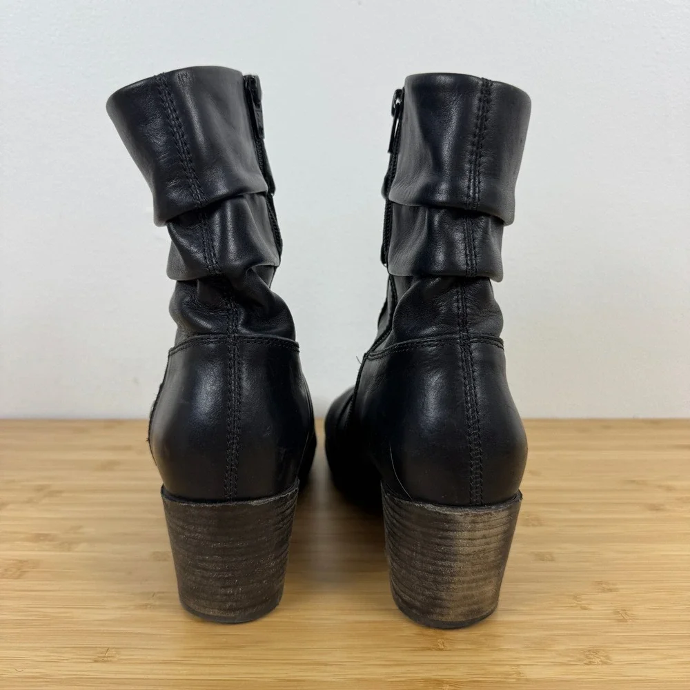 Wolky Colville Black Leather Fold Down Boots Women Size 41 9-9.5‎